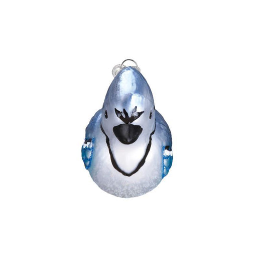 Bright Blue Jay Ornament Front Side View
