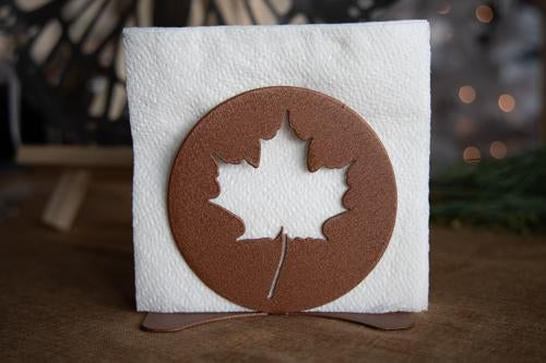 copper wrinkle maple leaf napkin holder