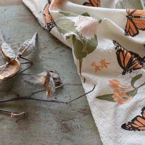 June and December Monarchs & Milkweeds Towel