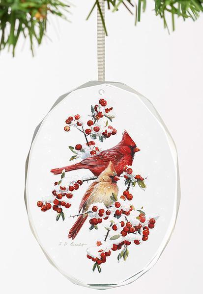 Winter Jewels - Cardinals Oval Glass Ornament