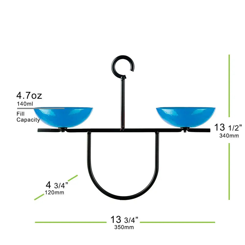 feeder in bluebird blue with dimensions