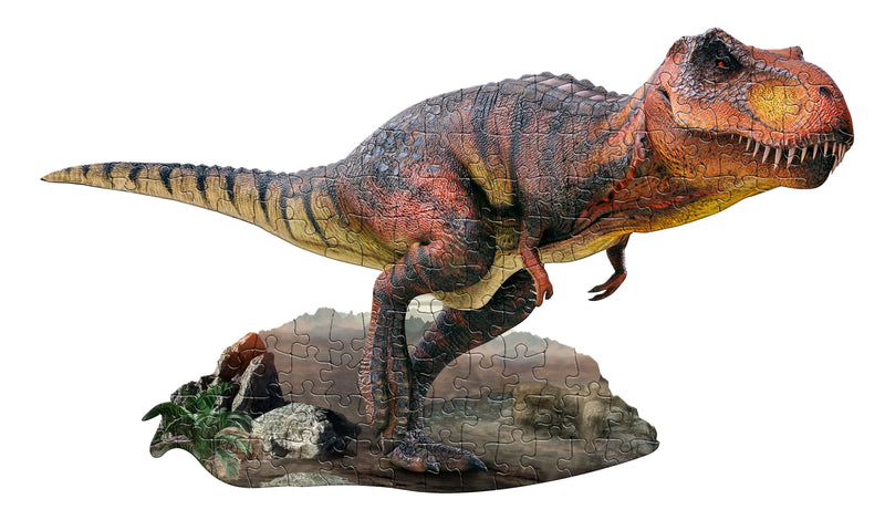 Dinosaur puzzle fully assembled features T-Rex on a rocky base.