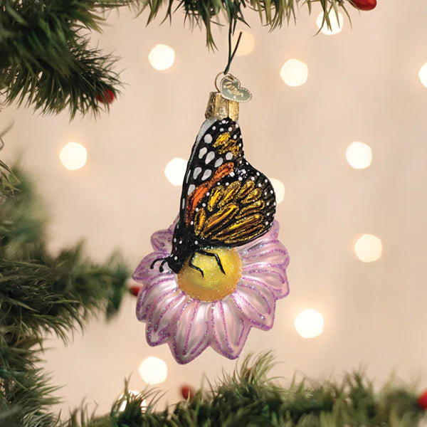 Monarch butterfly on flower ornament hanging