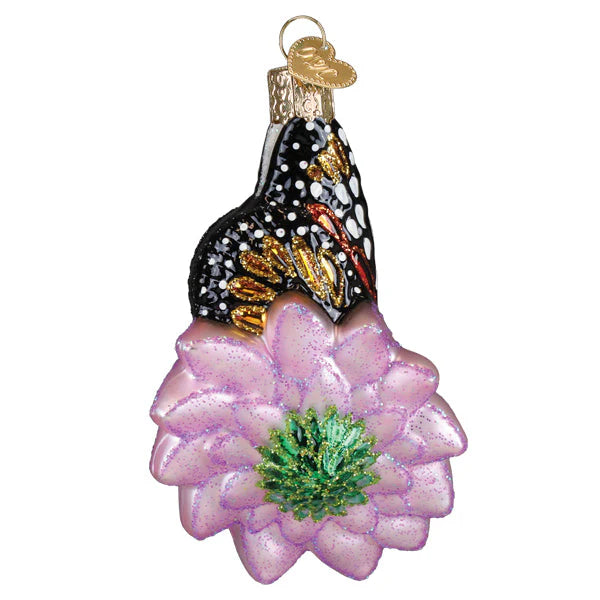 monarch butterfly on flower ornament backside 