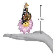 monarch butterfly on flower ornament size to scale
