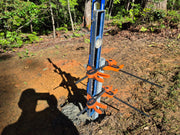 example of how to use clamps and levels to install the station pole plumb from more distant view