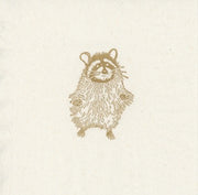 linocut print of a raccoon 