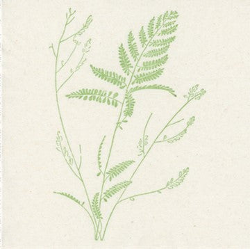 Green fern linocut print