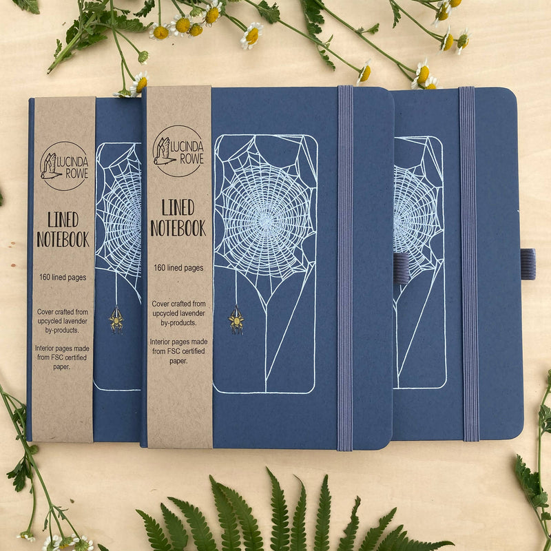 Spiderweb Eco-Friendly Upcycled Lavender Notebook