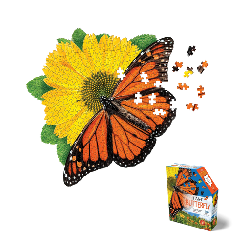 Jigsaw puzzle featuring monarch butterfly on yellow flower
