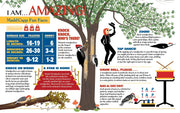 Educational poster about woodpeckers with text and illustrations.