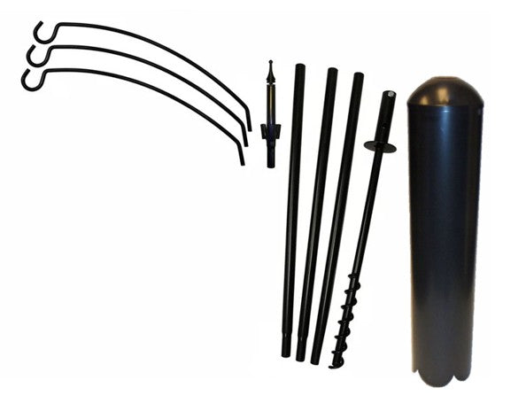 Three Arm Extended Reach Bird Feeder Pole Set and Raccoon Baffle