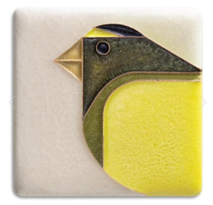 3x3 Charley Harper Grosbeak Tile with Cream Background