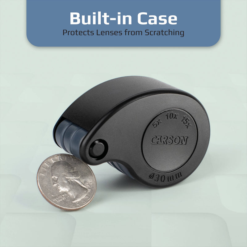 Folding Loupe Magnifying Glass With Built-In Case - 5x/10x/15x 