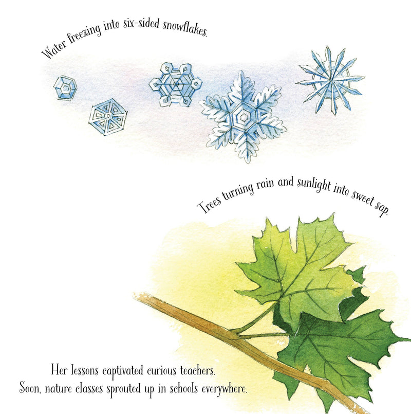 Out of School and Into Nature: The Anna Comstock Story
Text and illustrations of snowflakes and leaves