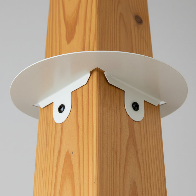 Large Raccoon Baffle and Squirrel Guard - 4x4 Tan hardware installed on 4 x 4 standard post