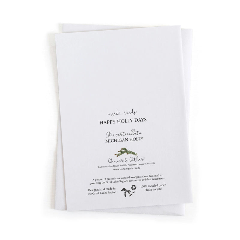 Michigan Holly educational text and product branding on a white background