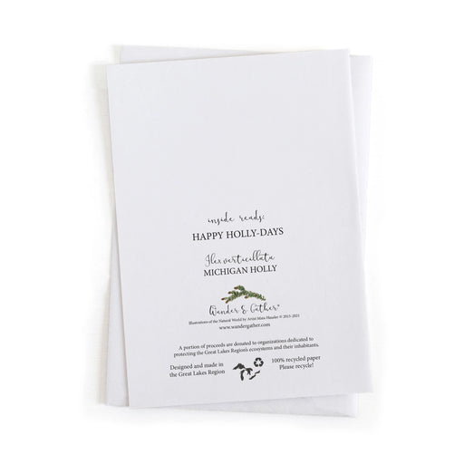 Michigan Holly educational text and product branding on a white background