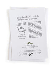 Educational information about Mitchell's satyr butterfly with text and range map on a white background