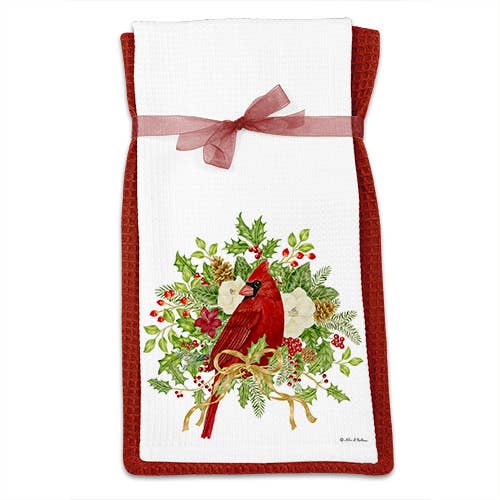 Waffle Towels Set of 2 Winter Cardinal