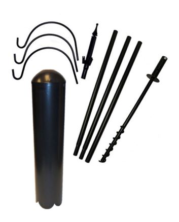 Piece Feeder Pole Set with Twist, Trio Hook and Raccoon Baffle