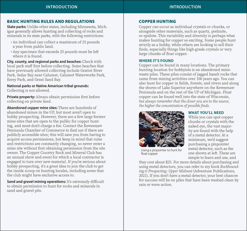 Michigan's Copper Country Rocks & Minerals Quick Guide sample pages