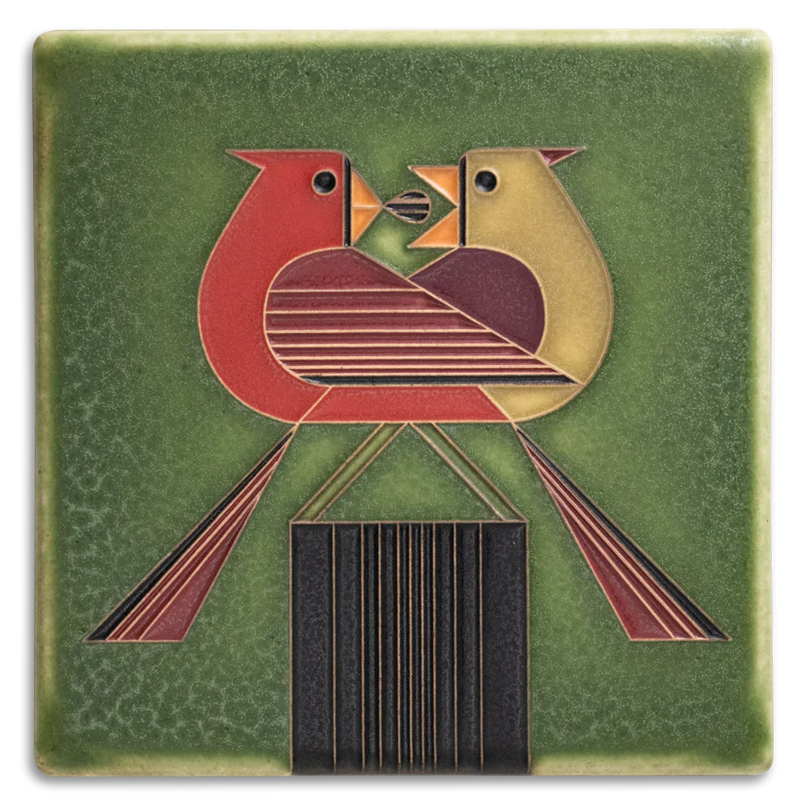 6x6 Redbird Romance Art Tile - Green