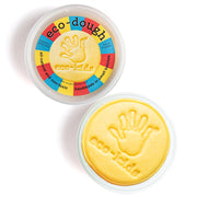 yellow eco-dough with eco-dough branding on container