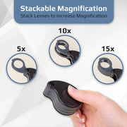 Folding Loupe Magnifying Glass With Built-In Case - 5x/10x/15x 