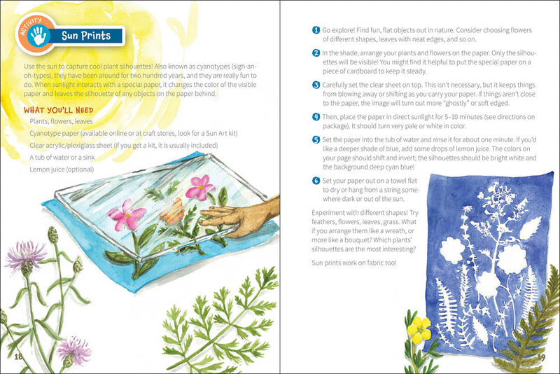 Sun prints craft activity with text and illustrations on a white background