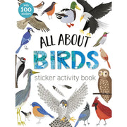 Sticker activity book cover with various birds and text 'All About Birds'.