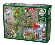 Cobble Hill 1000 piece puzzle box with bird illustrations on a white background