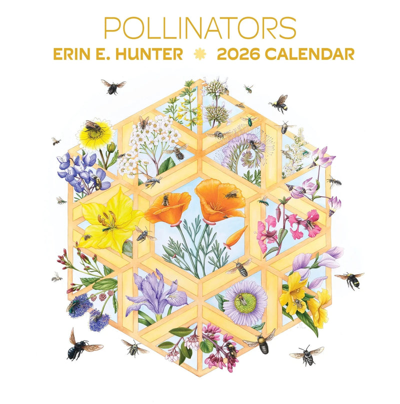 2026 calendar cover featuring flowers and bees with 'Pollinators' text.