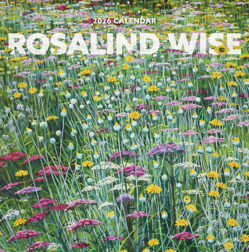2026 Rosalind Wise calendar with a field of colorful flowers
