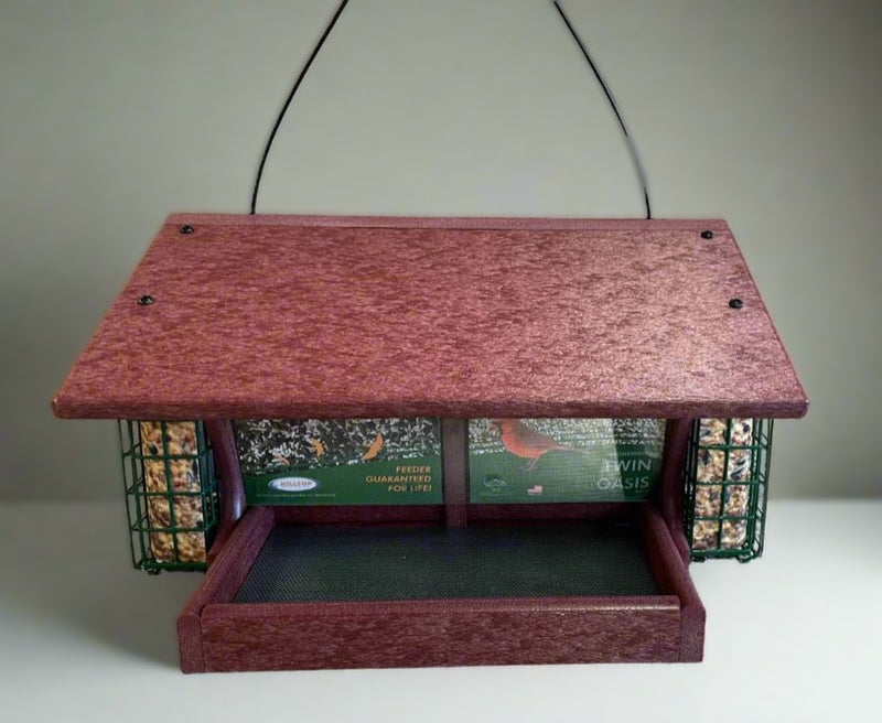 Twin Oasis with Suet Cages Recycled Bird Feeder