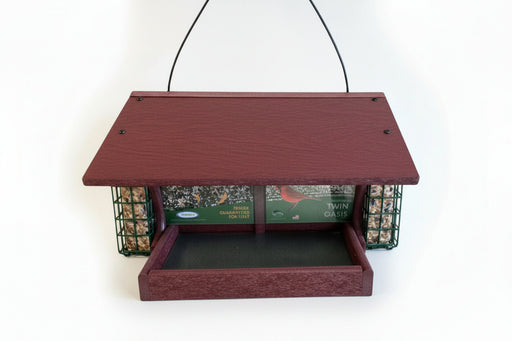 Twin Oasis with Suet Cages - cherrywood