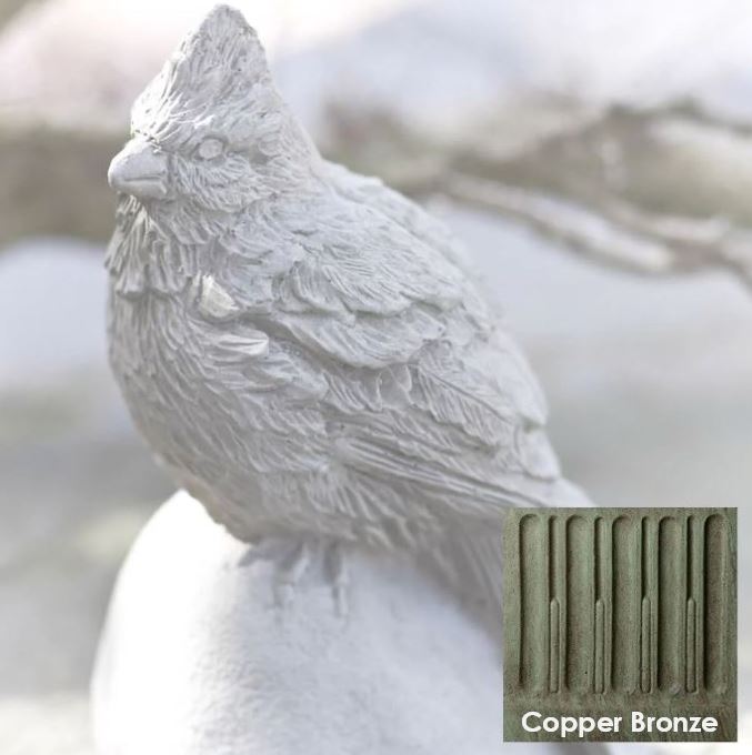 Cardinal Cast Stone Statuette - copper bronze patina