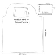 Measurement chart of a compact tote bag with dimensions 