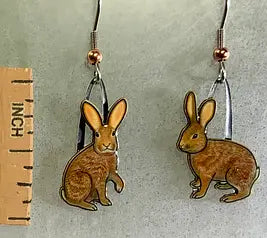 Cottontail Rabbit Earrings with ruler for scale
