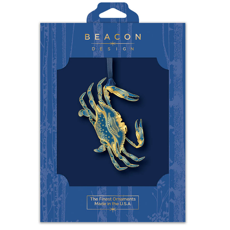 Beacon Design crab ornament packaging on a white background