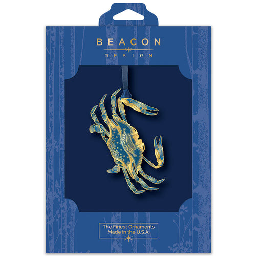 Beacon Design crab ornament packaging on a white background