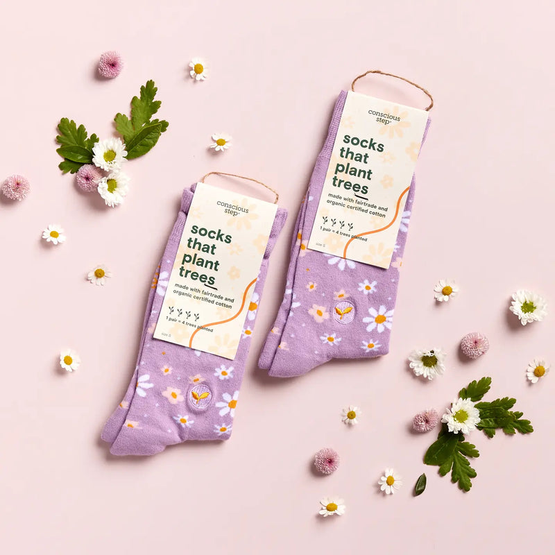 Adult Socks That Plant Trees (Lavender Daisies)