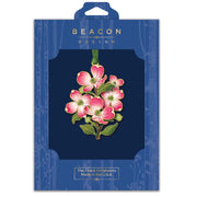 Pink flowering dogwood ornament in Beacon Design packaging. 