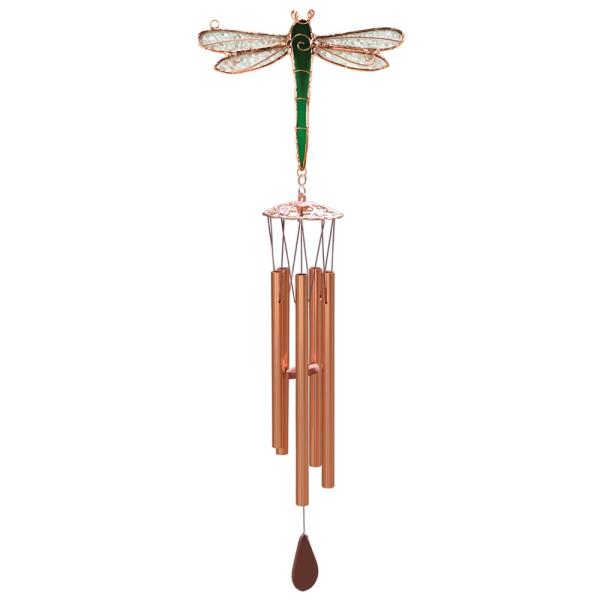 Green Dragonfly Stained Glass Windchime - Thumbnail 2