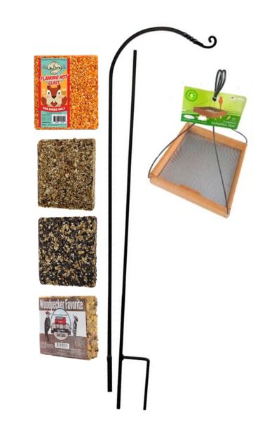 Hanging Tray Feeder Seed Cake Combo with Feeder Pole