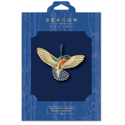 Beacon Design hummingbird ornament in blue packaging on a white background