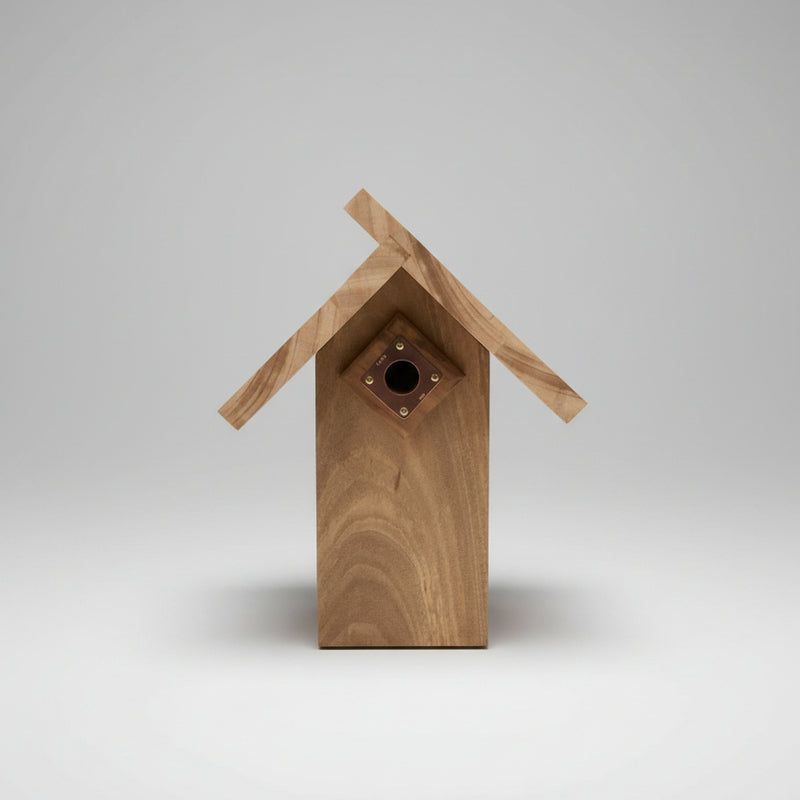 Chickadee/Wren Nest Box with Peaked Roof - Tigerwood