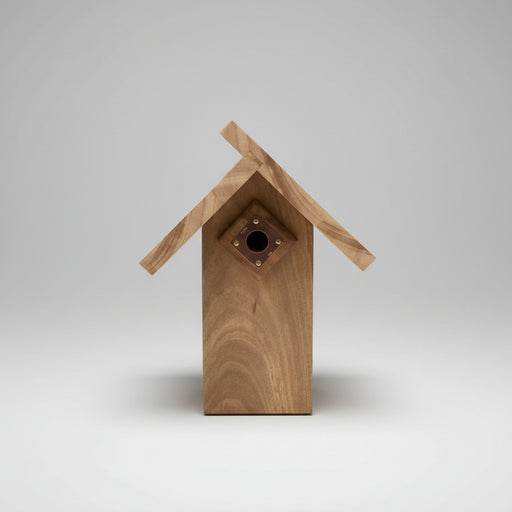 Chickadee/Wren Nest Box with Peaked Roof - Tigerwood