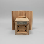 Chickadee/Wren Nest Box with Peaked Roof - Tigerwood
bottom of nesting box
