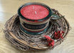 large jar candle in cranberry